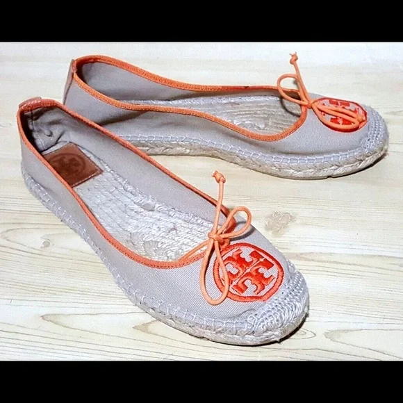 Tory Burch Espadrilles Alpargata Logo Flat Shoes Size 9 - Picture 1 of 11